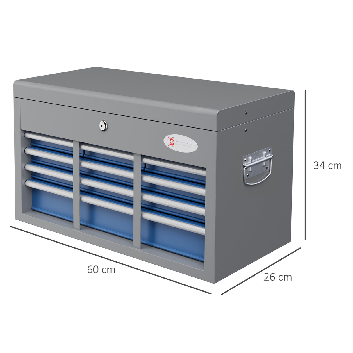 easycomfort easycomfort cassetta attrezzi in acciaio con 6 cassetti un bauletto e 2 chiavi 60x26x34 cm blu
