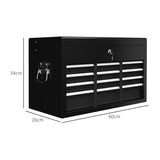 easycomfort easycomfort cassetta per attrezzi a 6 cassetti in acciaio con serratura 60x26x34cm nero