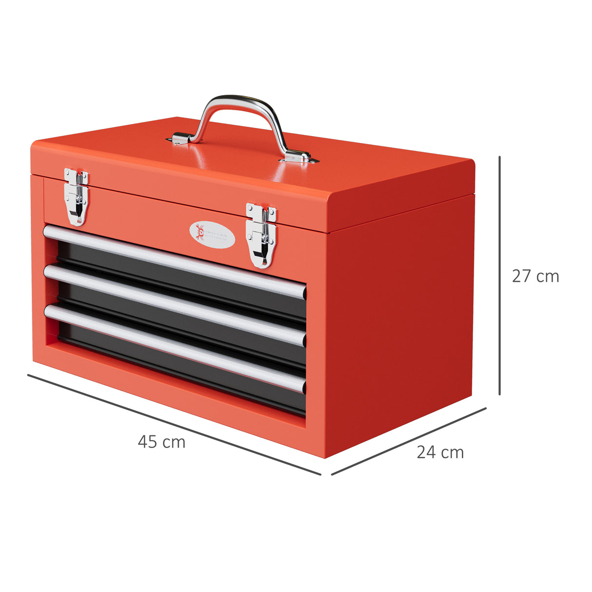 easycomfort easycomfort cassetta porta attrezzi con 3 cassetti e vano superiore in acciaio con maniglia 45x24x27cm rosso