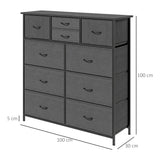 easycomfort easycomfort cassettiera 10 cassetti moderna in tessuto non tessuto acciaio e mdf 100x30x100 cm nera