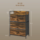 easycomfort easycomfort cassettiera 4 cassetti rimovibili dal design industriale in legno e acciaio 60x29x85 cm marrone e nero