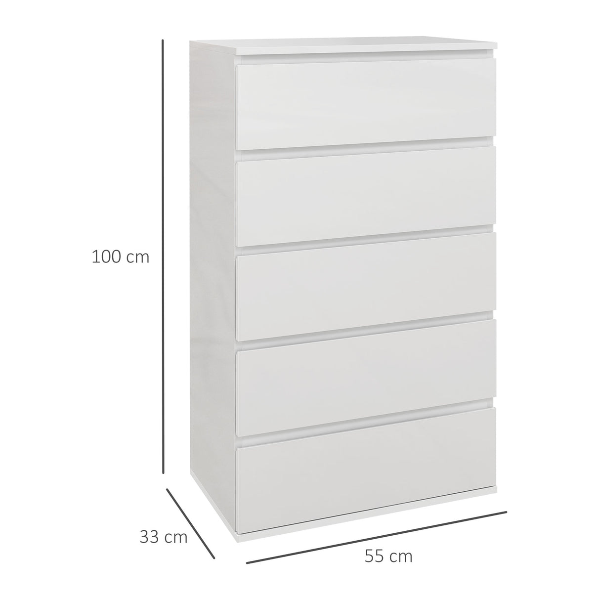 easycomfort easycomfort cassettiera 5 cassetti in legno como per camera da letto moderno e multiuso 55x33x100 cm bianco