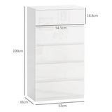 easycomfort easycomfort cassettiera moderna 5 cassetti antiribaltamento in legno 55x33x100 cm bianco lucido