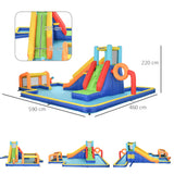 easycomfort easycomfort castello gonfiabile per bambini 3 8 anni con scivolo parete porta e canestro in tessuto oxford 590x460x220 cm