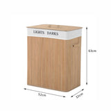easycomfort easycomfort cesta portabiancheria in bambu con coperchio e fodera rimovibile 52 x 32 x 63cm