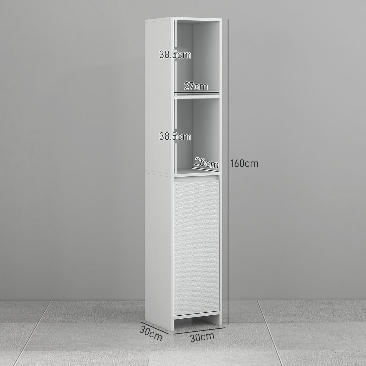 easycomfort easycomfort colonna bagno salvaspazio con armadietto e 2 vani aperti 30x30x160cm bianco