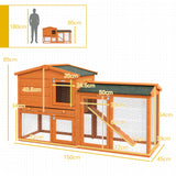 easycomfort easycomfort conigliera a 2 piani da esterno in legno di abete e filo di metallo 150x45x85 cm arancione