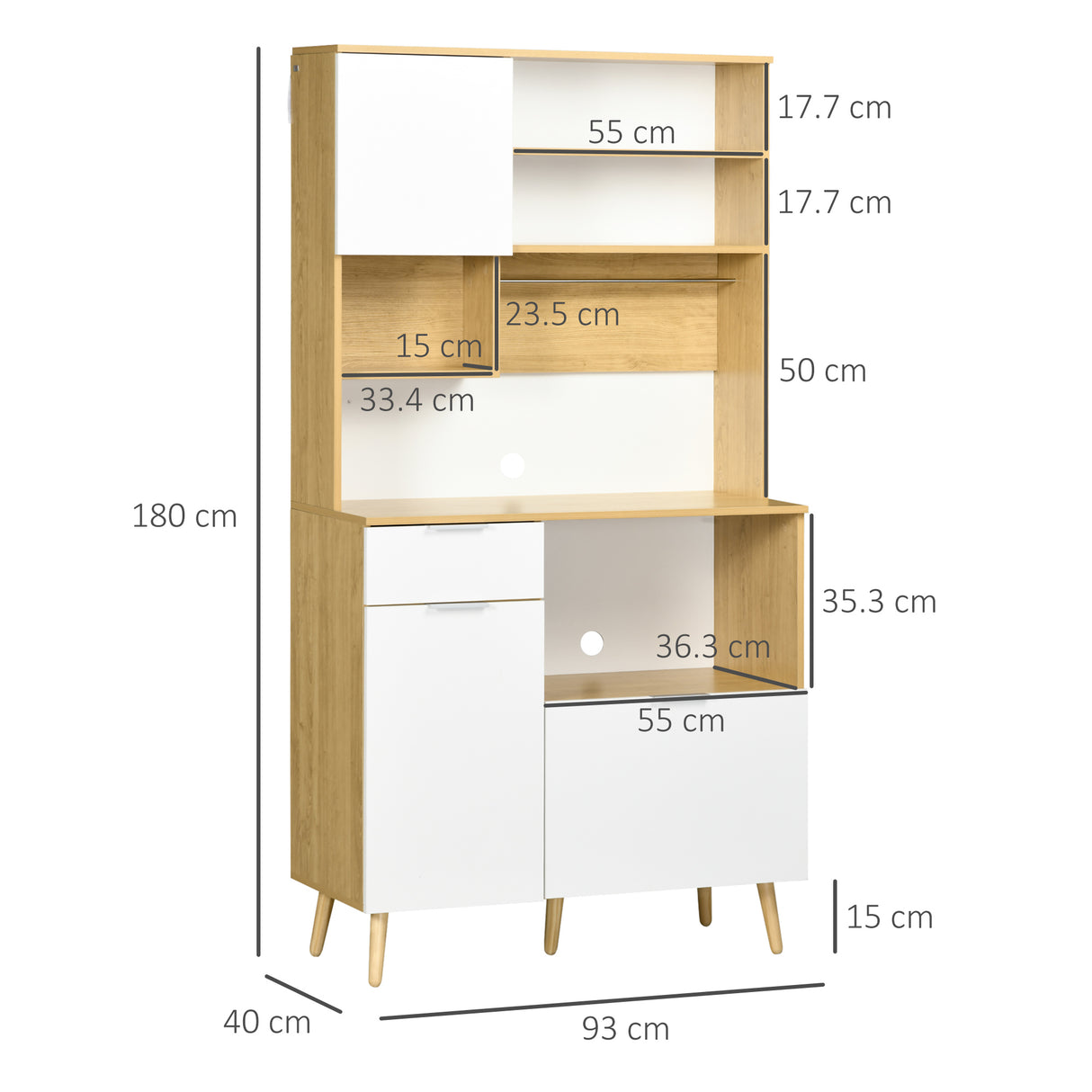 easycomfort easycomfort dispensa da cucina in truciolato con armadietti cassetti ripiani regolabili e appendino 93x40x180 cm