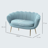 easycomfort easycomfort divanetto 2 posti in stile industrial chic in tessuto effetto velluto e metallo 130x77x77 cm azzurro