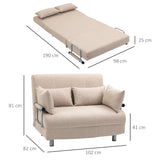 easycomfort easycomfort divano letto 2 posti 3 in 1 convertibile in poltrona reclinabile e 4 cuscini 102x82x81 cm beige ean 8055776914848