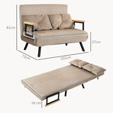 easycomfort easycomfort divano letto 3 in 1 in tessuto effetto velluto con schienale regolabile e 2 cuscini 102x73x81 cm marrone chiaro