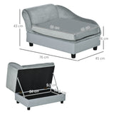 easycomfort easycomfort divano per cani con spazio portaoggetti e cuscino in legno e poliestere 76x45x43 cm grigio chiaro