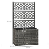 easycomfort easycomfort fioriera con grigliato per rampicanti con 2 vasi in acciaio e rattan pe 57x30x107cm grigio