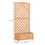 easycomfort easycomfort fioriera con traliccio per rampicanti e fondo ampio in legno di abete 76x36x170 cm marrone