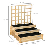 easycomfort easycomfort fioriera da esterno a 3 livelli con grigliato in legno di abete e tessuto non tessuto 95x95x110 cm
