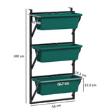 easycomfort easycomfort fioriera da esterno verticale e 3 vasi per piante in plastica con fori di drenaggio 56x42x100 cm verde
