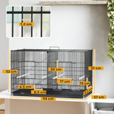easycomfort easycomfort gabbia per uccelli con divisorio e ripiano inferiore portaoggetti in acciaio e pp 94x57x57 cm nero