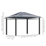 easycomfort easycomfort gazebo da giardino 3 6x3m con tetto in policarbonato anti uv e tende grigio
