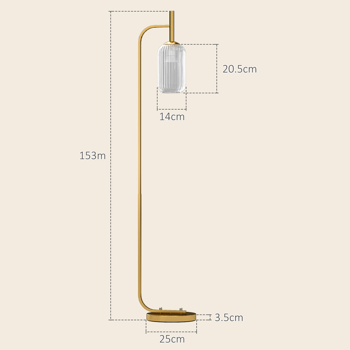 easycomfort easycomfort lampada da terra moderna con paralume in vetro e interruttore a pedale per lampadine e27 oro