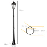 easycomfort easycomfort lampione solare da giardino con luce led e sensore di movimento alluminio e vetro 22x22x196 cm nero