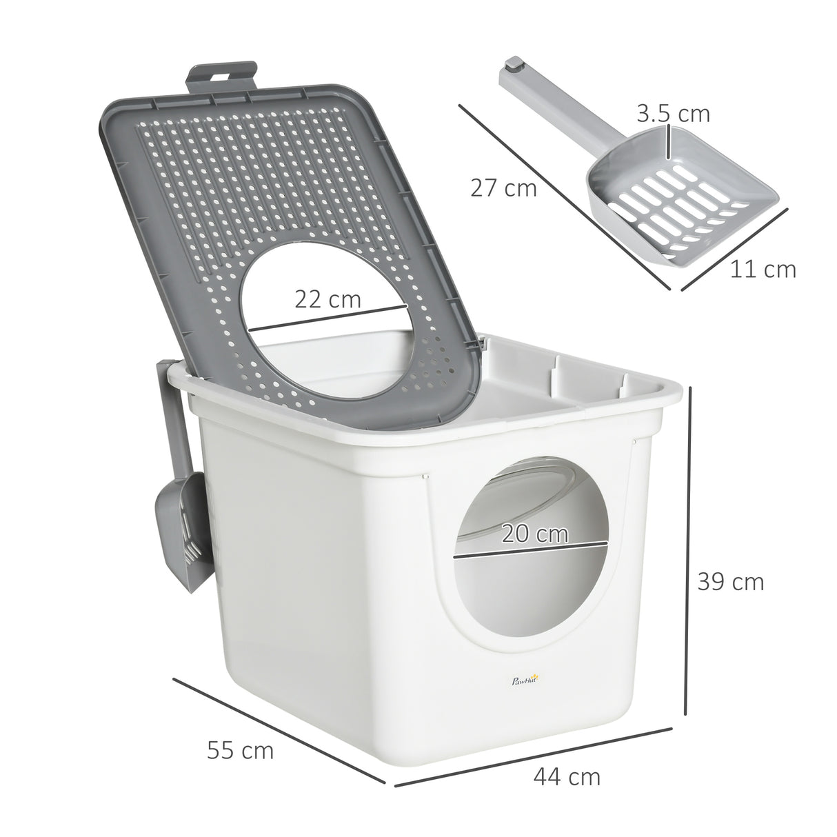 easycomfort easycomfort lettiera per gatti chiusa a 2 ingressi con vassoio e paletta in plastica pe 44x55x39 cm bianco