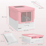 easycomfort easycomfort lettiera per gatti chiusa in pp a 2 porte con paletta e vassoio estraibile 47 5x35 5x36 7 cm rosa e bianco
