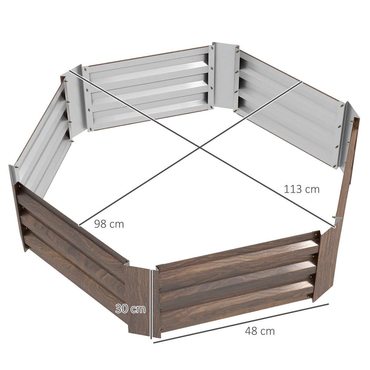 easycomfort easycomfort letto per orto rialzato esagonale in acciaio galvanizzato con fondo aperto marrone