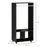 easycomfort easycomfort mobile appendiabiti con barra in alluminio e 2 ripiani aperti in truciolato 60x40x128 cm nero