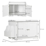 easycomfort easycomfort mobile lettiera per gatti a 2 ante con divisorio interno regolabile 86x48x52 cm bianco