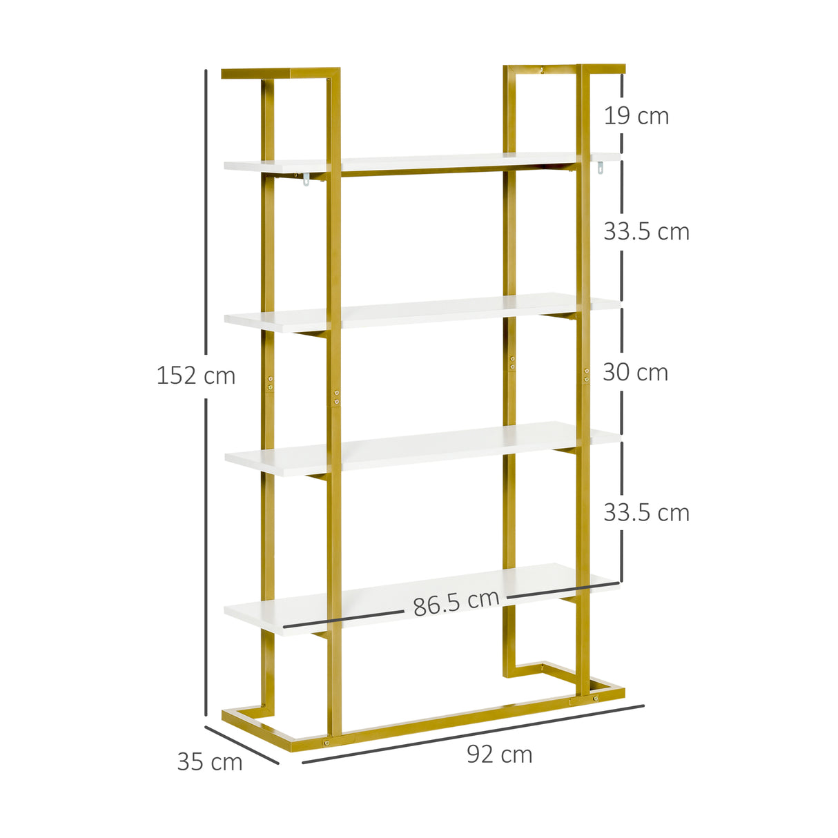 easycomfort easycomfort mobile libreria a 4 livelli rialzato e multiuso in mdf e acciaio 92x35x152cm