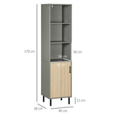 immagine-3-easycomfort-easycomfort-mobile-multiuso-in-truciolato-e-metallo-con-2-ripiani-aperti-e-armadietto-a-3-livelli-40x38x170cm-grigio-e-color-rovere
