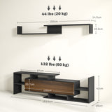 easycomfort easycomfort mobile tv con mensola a muro ripiani aperti e armadietto in legno nero e marrone