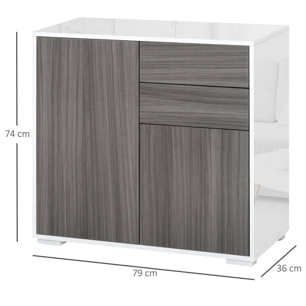 easycomfort easycomfort mobiletto 2 cassetti e 2 ante apertura a pressione mobile con 2 cassetti e 2 ante per casa e ufficio 79x36x74cm grigio chiaro e bianco ean 8054111846233