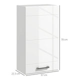 easycomfort easycomfort mobiletto bagno in mdf a muro con 3 ripiani e ripiano superiore regolabile 37x22 5x70 cm bianco