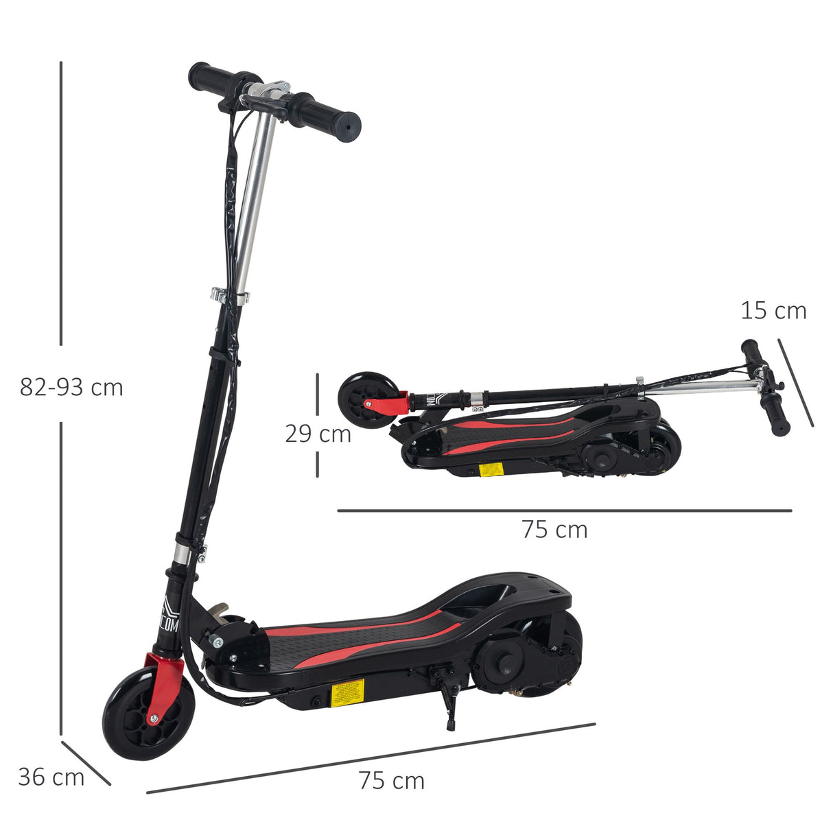 easycomfort easycomfort monopattino elettrico pieghevole altezza regolabile 82 93cm con freno velocita 12kmh nero