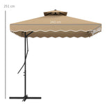 easycomfort easycomfort ombrellone a sbalzo con doppio tetto apertura a manovella e base a croce 2 5x2 5m cachi
