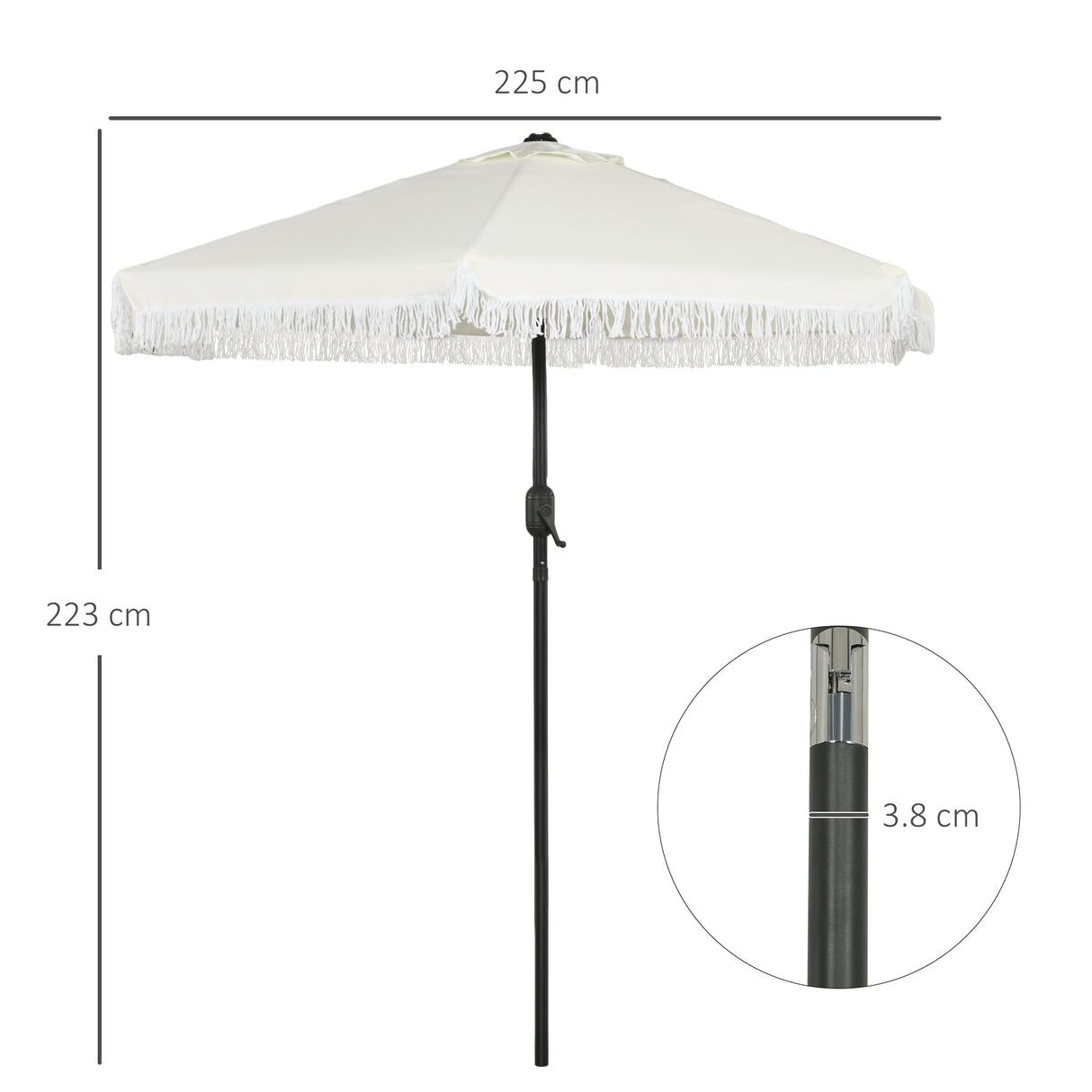 easycomfort easycomfort ombrellone da giardino 2 3x2 2m inclinabile con palo centrale e manovella crema