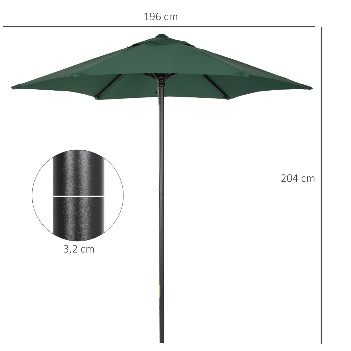 easycomfort easycomfort ombrellone da giardino 2x2 m a 6 stecche con presa daria in alluminio metallo e poliestere verde