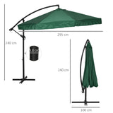 easycomfort easycomfort ombrellone da giardino 3x3 m con zanzariera apertura a manovella e base a croce verde