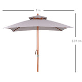 easycomfort easycomfort ombrellone da giardino 3x3m con 8 stecche in bambu e copertura parasole a 2 livelli grigio