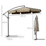 easycomfort easycomfort ombrellone da giardino a braccio con apertura a manovella in metallo e poliestere 2 7x2 7 m caffe