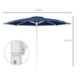 easycomfort easycomfort ombrellone da giardino ad altezza regolabile in metallo e poliestere 292x242 cm blu scuro