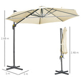 easycomfort easycomfort ombrellone da giardino decentrato 3x2 5 m con angolazione regolabile e girevole a 360 crema