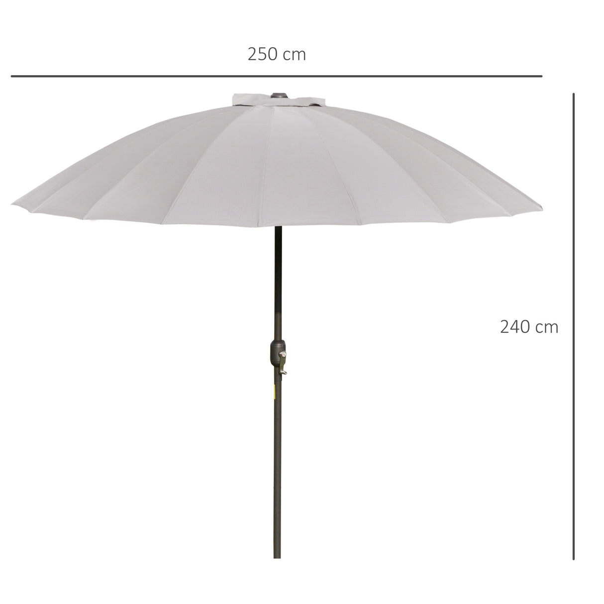 easycomfort easycomfort ombrellone da giardino e terrazza 2 5x2 5 m a manovella con 18 stecche e inclinabile grigio