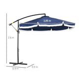 easycomfort easycomfort ombrellone decentrato a 8 stecche con base a croce in acciaio e poliestere 295x260 cm blu scuro