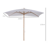 easycomfort easycomfort ombrellone m da giardino 2x3 in legno laccato con copertura rimovibile bianco