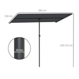 easycomfort easycomfort ombrellone per esterni 1 5x2 m girevole a 180 in poliestere e alluminio 150x205x120 215 cm grigio scuro