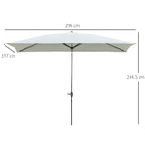 easycomfort easycomfort ombrellone rettangolare 2x3 m da giardino con apertura a manovella e inclinazione regolabile beige