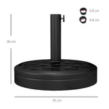 easycomfort easycomfort outusnny base per ombrellone da 18 kg con manovella girevole in acciaio hdpe e cemento 45x36 cm nero
