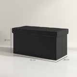 easycomfort easycomfort panca contenitore pieghevole da 84l coperchio imbottito e rivestimento finta pelle 76x38x38cm nero